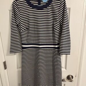 Draper James Navy and White Striped Dress